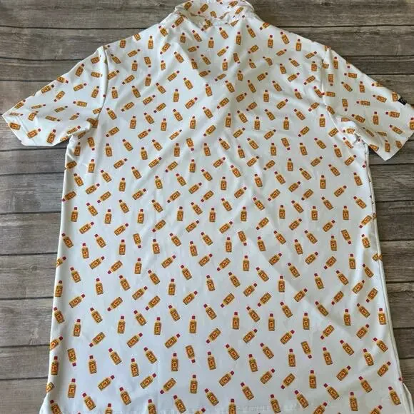 Sunday Swagger Fireball Whiskey Print Men's Golf Polo Large - Picture 3 of 3